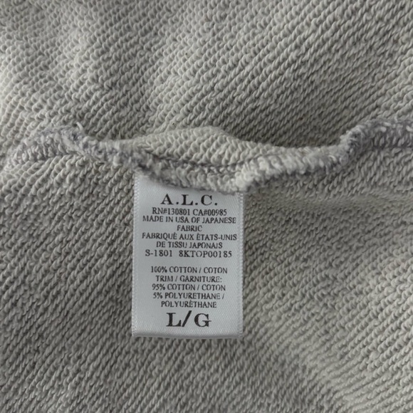 A.L.C. Gilmore Puffed Sleeve Rolled Hem Cropped Heather Gray Sweatshirt Sz Lg - Picture 6 of 6